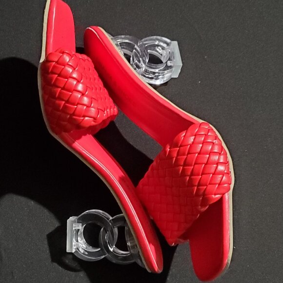 None Shoes - Red Woven Acrylic Heels
